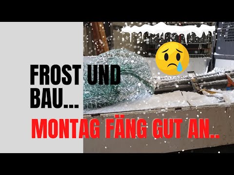 Bau Frost. Handwerker und Frost, Schnee, Winter keine gute Kombination. Am Montag Morgen.