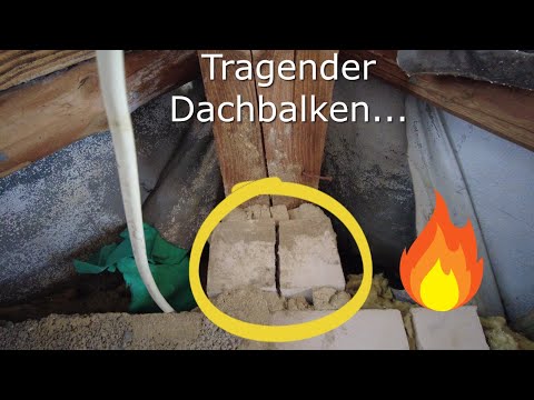 Dach First Baumangel. Kalksandstein gebrochen. Statik? Eher nicht vorhanden. Tragender Dachbalken